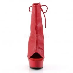 Pleaser DELIGHT-1018 Red Faux Leather/Red Ankle Boot Boots