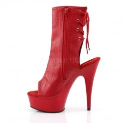 Pleaser DELIGHT-1018 Red Faux Leather/Red Ankle Boot Boots