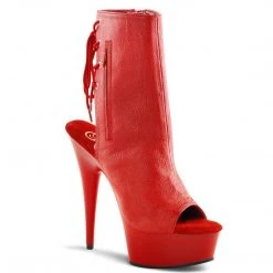Pleaser DELIGHT-1018 Red Faux Leather/Red Ankle Boot Boots