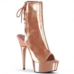Pleaser Boots DELIGHT-1018 Rose Gold Metallic Pu/Rose Gold Chrome Ankle Boot