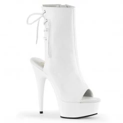 Pleaser New Arrivals DELIGHT-1018 White Faux Leather/White Ankle Boot