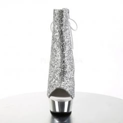 Pleaser DELIGHT-1018G Silver Glitter/Silver Chrome Ankle Boot