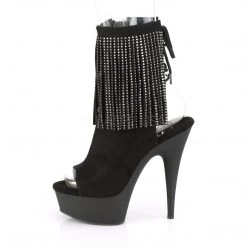 Pleaser DELIGHT-1018RhinestoneF Black Faux Suede Ankle Boot