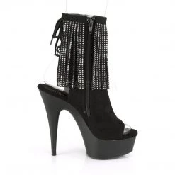 Pleaser DELIGHT-1018RhinestoneF Black Faux Suede Ankle Boot