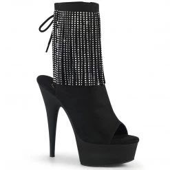 Pleaser DELIGHT-1018RhinestoneF Black Faux Suede Ankle Boot