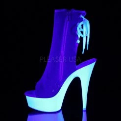 Pleaser Boots DELIGHT-1018SK Denim Blue Canvas/Neon White Ankle Boot