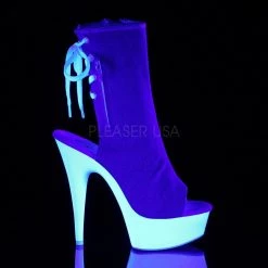 Pleaser Boots DELIGHT-1018SK Denim Blue Canvas/Neon White Ankle Boot