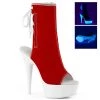 Pleaser Boots DELIGHT-1018SK Red Canvas/Neon White Ankle Boot