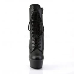 Pleaser DELIGHT-1020 Black Faux Leather Ankle Boot Coming Soon (Pre-Order)