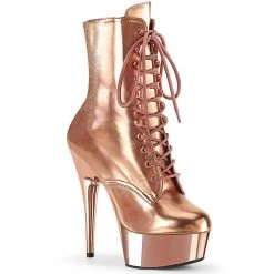 Pleaser Boots DELIGHT-1020 Rose Gold Metallic Pu/Rose Gold Chrome Ankle Boot