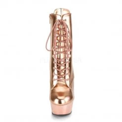 Pleaser Boots DELIGHT-1020 Rose Gold Metallic Pu/Rose Gold Chrome Ankle Boot