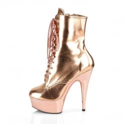 Pleaser Boots DELIGHT-1020 Rose Gold Metallic Pu/Rose Gold Chrome Ankle Boot
