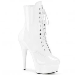 Pleaser Boots DELIGHT-1020 White Patent/White Ankle Boot