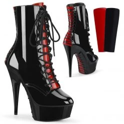 Pleaser Boots DELIGHT-1020FH Black Patent/Black Ankle Boot