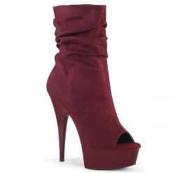 Pleaser DELIGHT-1031 Burgundy Faux Suede/Burgundy Matte Ankle Boot