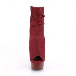 Pleaser DELIGHT-1031 Burgundy Faux Suede/Burgundy Matte Ankle Boot