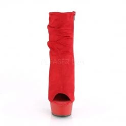 Pleaser DELIGHT-1031 Red Faux Suede/Red Matte Ankle Boot Boots