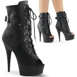 Pleaser DELIGHT-1033 Black Faux Leather Ankle Boot Coming Soon (Pre-Order)