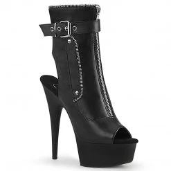 Pleaser DELIGHT-1035 Black Faux Leather Ankle Boot Boots