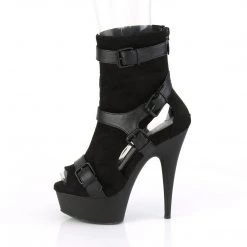 Pleaser DELIGHT-1037 Black Faux Suede-Faux Leather Ankle Boot