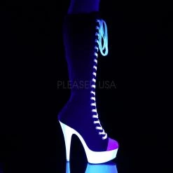 Pleaser DELIGHT-2000SK-02 Black Canvas-White Faux Leather/Neon White Boot Boots