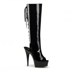 Pleaser DELIGHT-2018 Black Patent Knee Boot