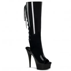 Pleaser DELIGHT-2018 Black Patent Knee Boot
