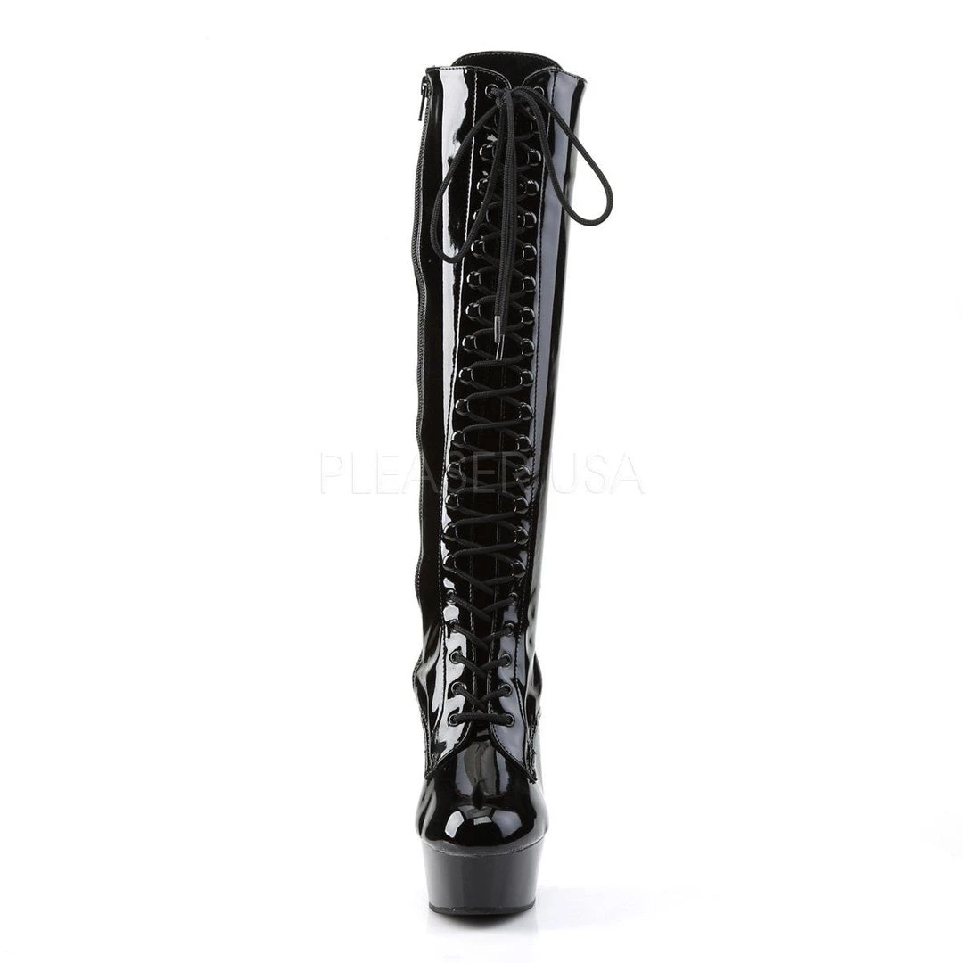 Pleaser DELIGHT-2023 Black Stretch Patent Knee Boot 4 Pleaser DELIGHT-2023 Black Stretch Patent Knee Boot