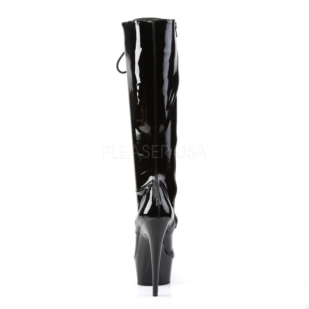 Pleaser DELIGHT-2023 Black Stretch Patent Knee Boot 6 Pleaser DELIGHT-2023 Black Stretch Patent Knee Boot