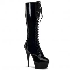 Pleaser DELIGHT-2023 Black Stretch Patent Knee Boot 13 Pleaser DELIGHT-2023 Black Stretch Patent Knee Boot
