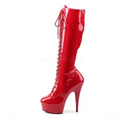 Pleaser DELIGHT-2023 Red Stretch Patent/Red Knee Boot New Arrivals