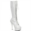 Pleaser Boots DELIGHT-2023 White Stretch Patent/White Knee Boot 2 Pleaser Boots DELIGHT-2023 White Stretch Patent/White Knee Boot