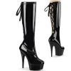 Pleaser DELIGHT-2029 Black Stretch Patent Knee Boot Boots