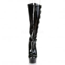 Pleaser DELIGHT-2047 Black Patent/Black Knee Boot Boots