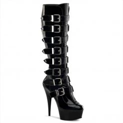 Pleaser DELIGHT-2049 Black Patent Knee Boot Boots