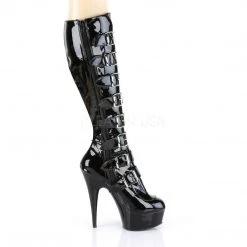 Pleaser DELIGHT-2049 Black Patent Knee Boot Boots