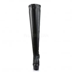 Pleaser DELIGHT-3000 Black Stretch Faux Leather Boot