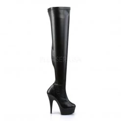 Pleaser DELIGHT-3000 Black Stretch Faux Leather Boot