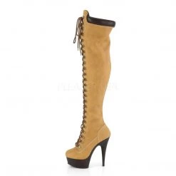 Pleaser DELIGHT-3000TL Tan Nubuck Faux Leather/Dark Brown Matte Boot 10 Pleaser DELIGHT-3000TL Tan Nubuck Faux Leather/Dark Brown Matte Boot