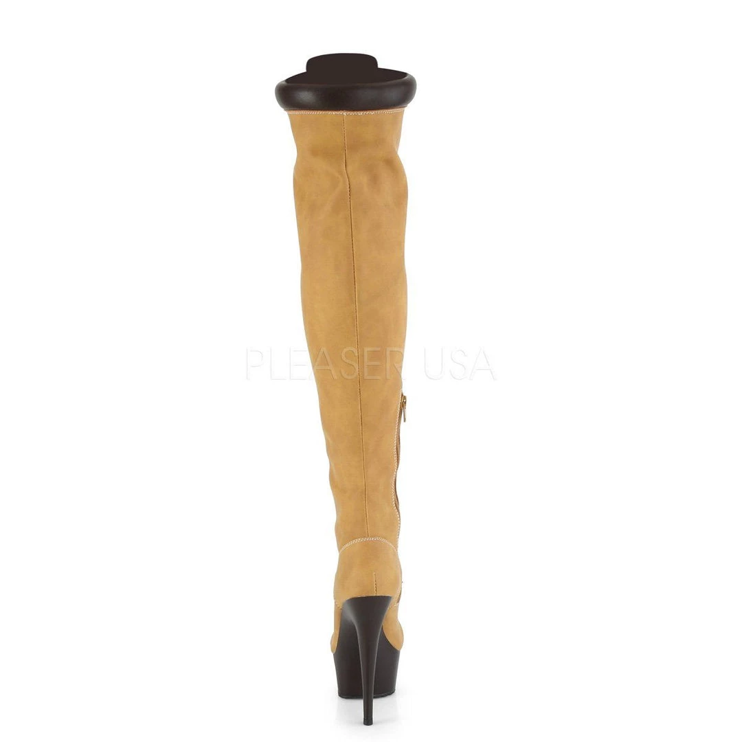 Pleaser DELIGHT-3000TL Tan Nubuck Faux Leather/Dark Brown Matte Boot 6 Pleaser DELIGHT-3000TL Tan Nubuck Faux Leather/Dark Brown Matte Boot