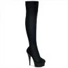 Pleaser Boots DELIGHT-3002 Black Stretch Velvet/Black Boot