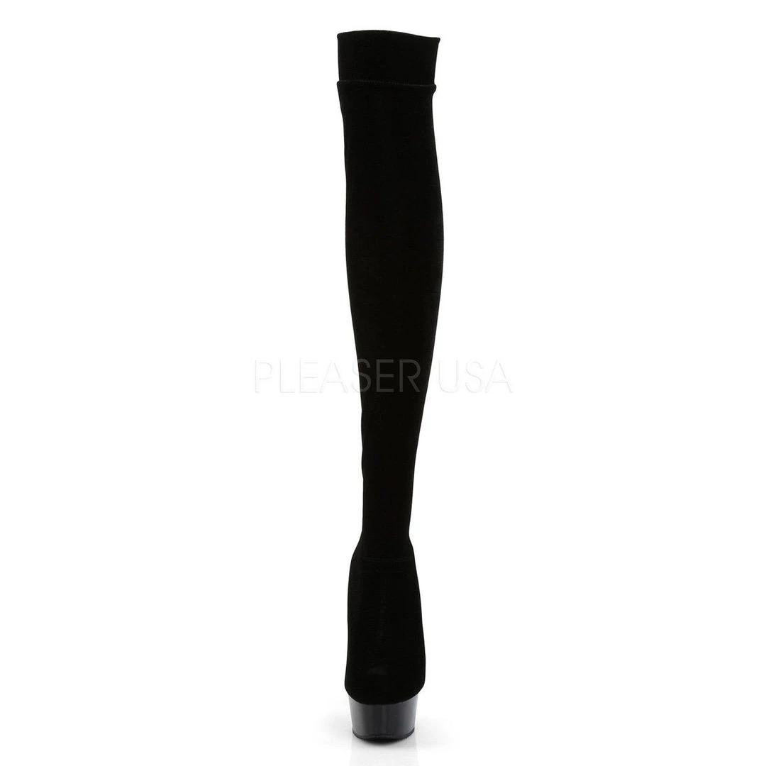 Pleaser Boots DELIGHT-3002 Black Stretch Velvet/Black Boot 4 Pleaser Boots DELIGHT-3002 Black Stretch Velvet/Black Boot