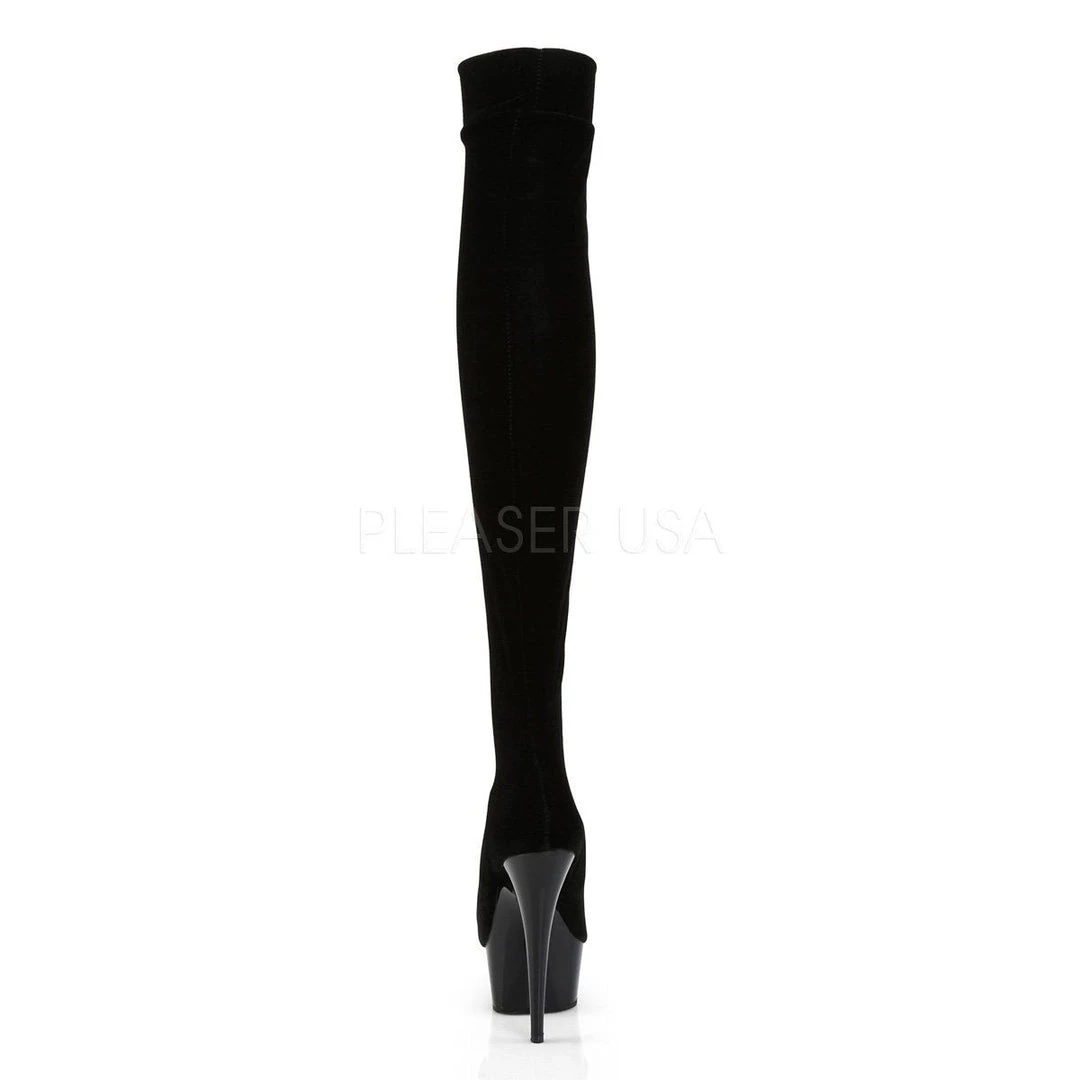 Pleaser Boots DELIGHT-3002 Black Stretch Velvet/Black Boot 6 Pleaser Boots DELIGHT-3002 Black Stretch Velvet/Black Boot