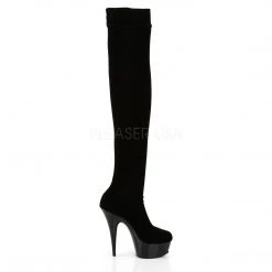 Pleaser Boots DELIGHT-3002 Black Stretch Velvet/Black Boot 12 Pleaser Boots DELIGHT-3002 Black Stretch Velvet/Black Boot