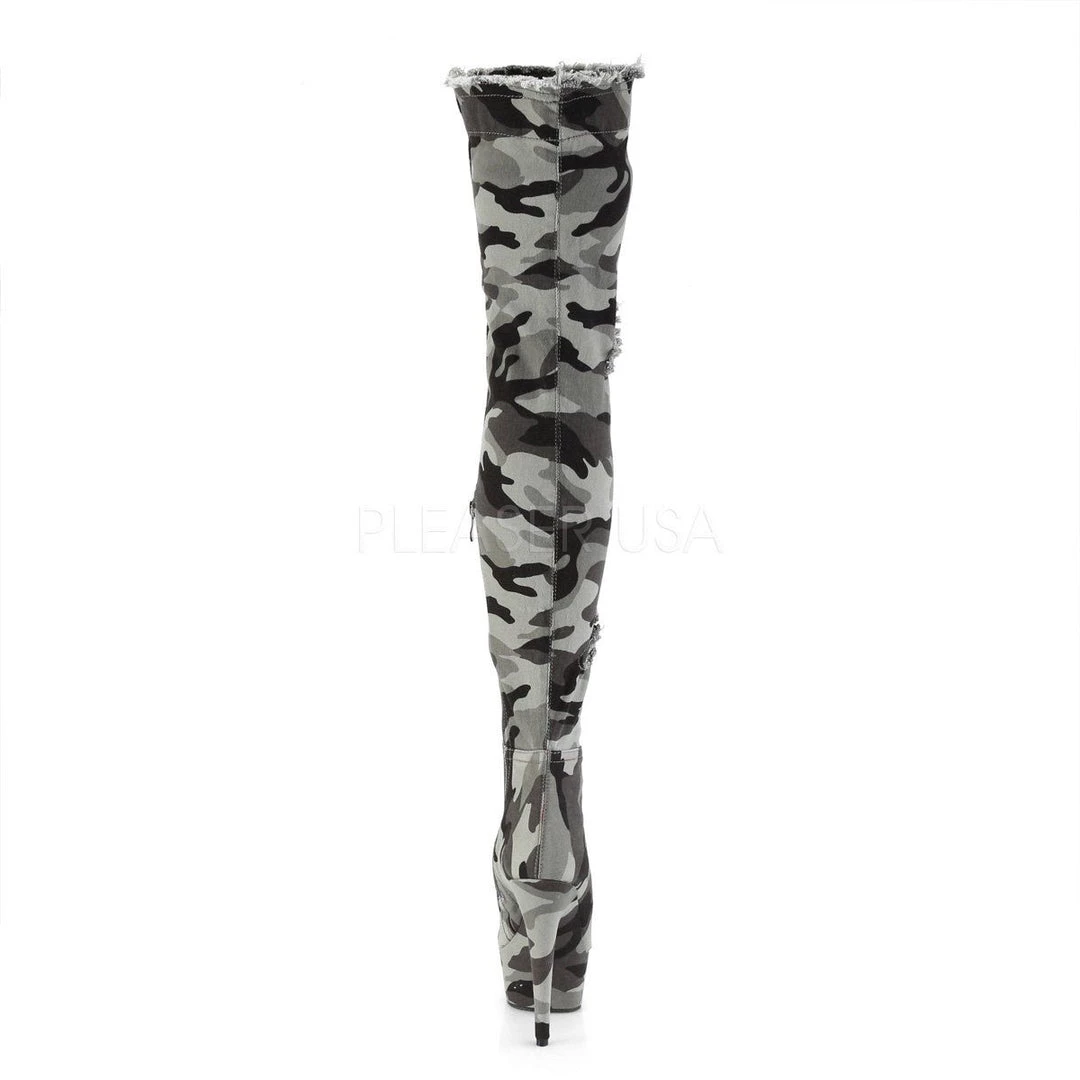 Pleaser DELIGHT-3005 Camo Stretch Fabric/Camo Stretch Fabric Boot 6 Pleaser DELIGHT-3005 Camo Stretch Fabric/Camo Stretch Fabric Boot