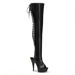 Pleaser DELIGHT-3017 Black Stretch Faux Leather/Black Boot Coming Soon (Pre-Order)