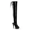 Pleaser Boots DELIGHT-3017 Black Stretch Patent Boot