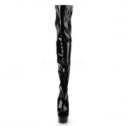 Pleaser Boots DELIGHT-3017 Black Stretch Patent Boot