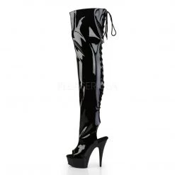 Pleaser Boots DELIGHT-3017 Black Stretch Patent Boot 10 Pleaser Boots DELIGHT-3017 Black Stretch Patent Boot