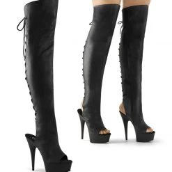 Pleaser New Arrivals DELIGHT-3019 Black Faux Leather/Black Boot